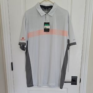 Nike Men's Light Gray and Coral Polo Shirt